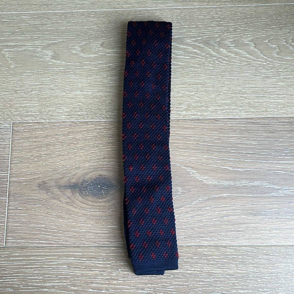 Blue Printed Knit Tie